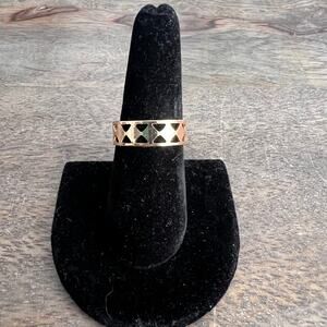 Gold tone diamond cut out gemoetric open ring band - size 8